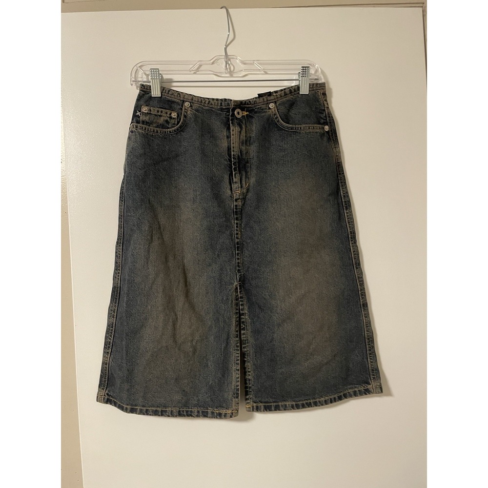 Women's Express Denim Jeans Skirt A-Line Size 3/4 Knee Length Y2K